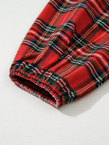 Sarah Express Women's Plaid Print Tiered Bubble Sleeve Mini Dress