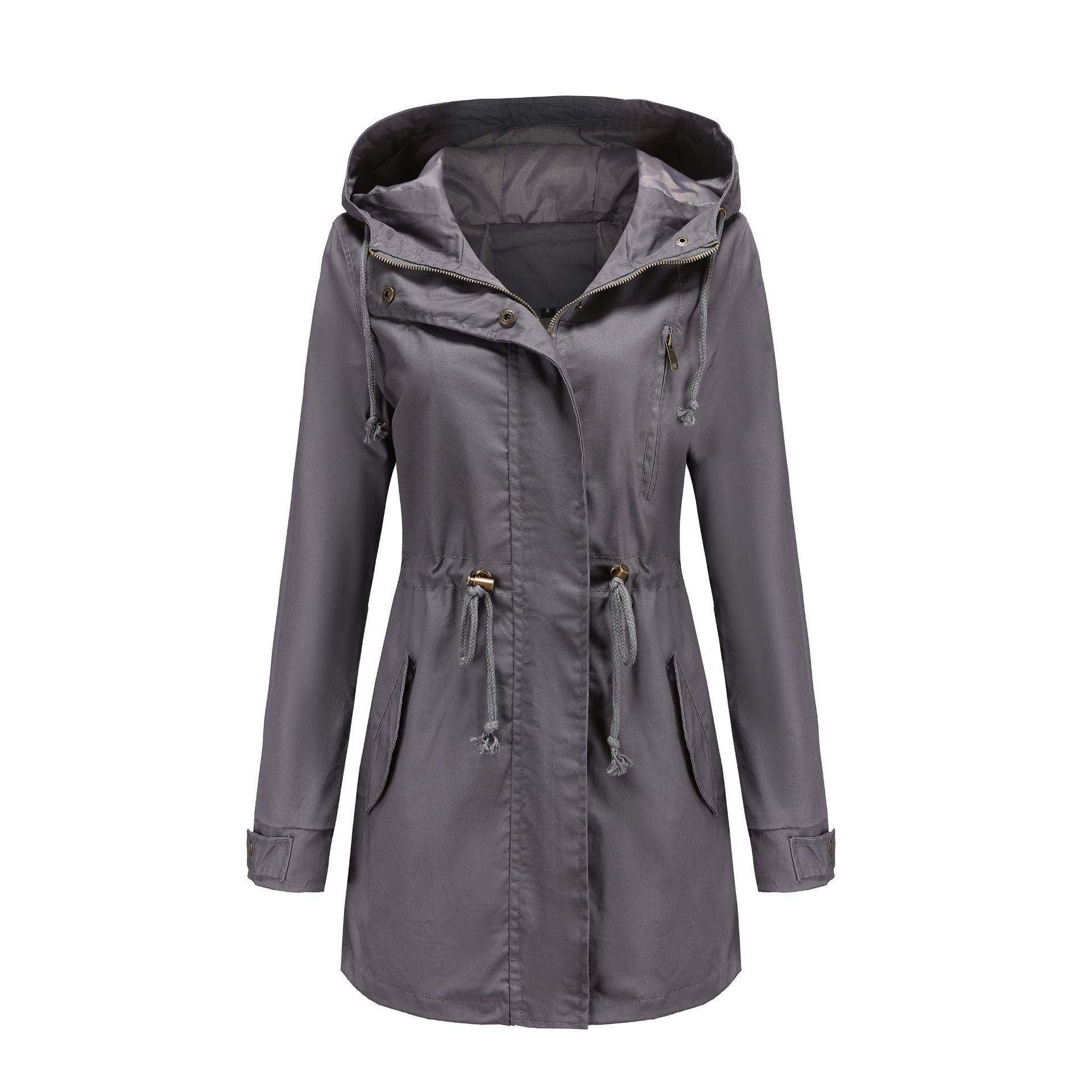 Sarah Express Women's Cotton Anorak Coat - Mid-Length Jacket with Pockets for Spring Fall