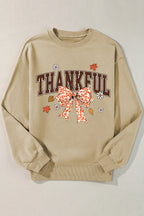 Sarah Express Women's THANKFUL Bow Round Neck Long Sleeve Sweatshirt