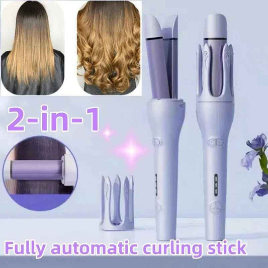 Sarah Express Women's 2-in-1 Automatic Hair Curler and Straightener - Negative Ion Ceramic Rotating Styling Tool