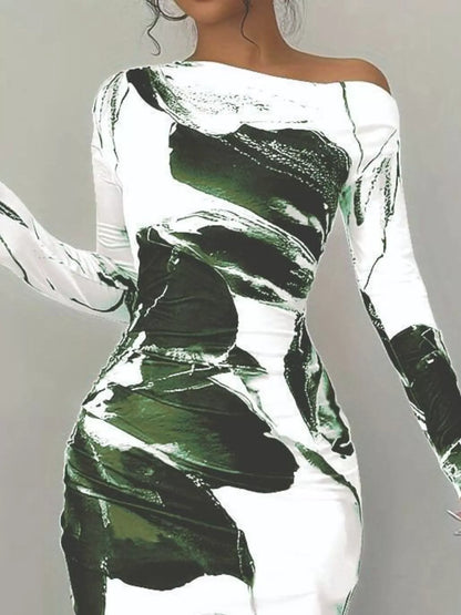 Sarah Express Women's Floral Print One Shoulder Maxi Dress