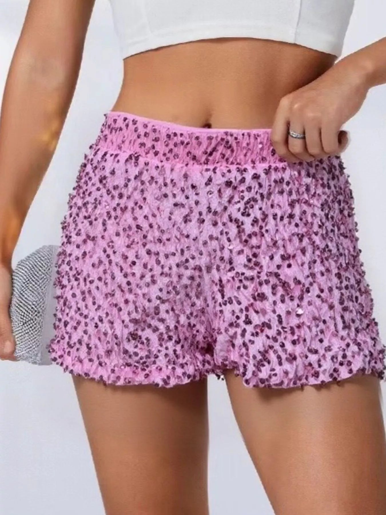 Sarah Express Women's Sequin Embellished High Waist Shorts - Party & Festival Wear