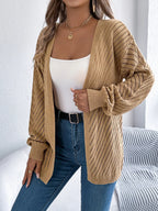 Sarah Express Women's Openwork Open-Front Long Sleeve Cardigan