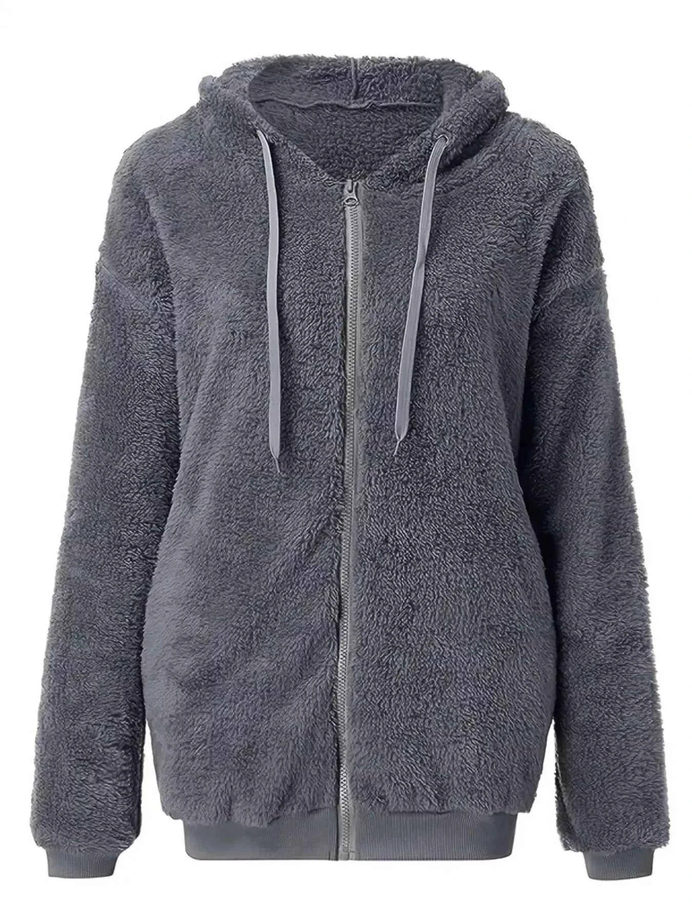 Sarah Express Women's Fleece Zip-Up Jacket - Drawstring Hooded Outerwear