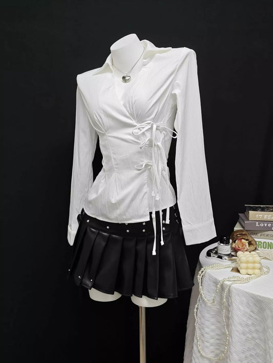 Sarah Express Women's Side Tied Long Sleeve Shirt