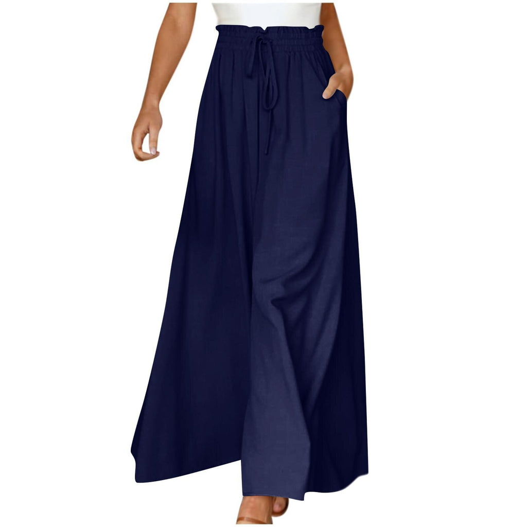 Sarah Express High Waist Wide Leg Dress Pants Elastic Waistband Full Length Trousers