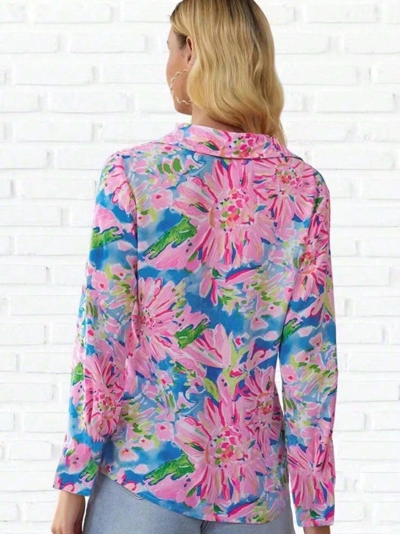 Sarah Express Women's Floral Print Button-Down Shirt