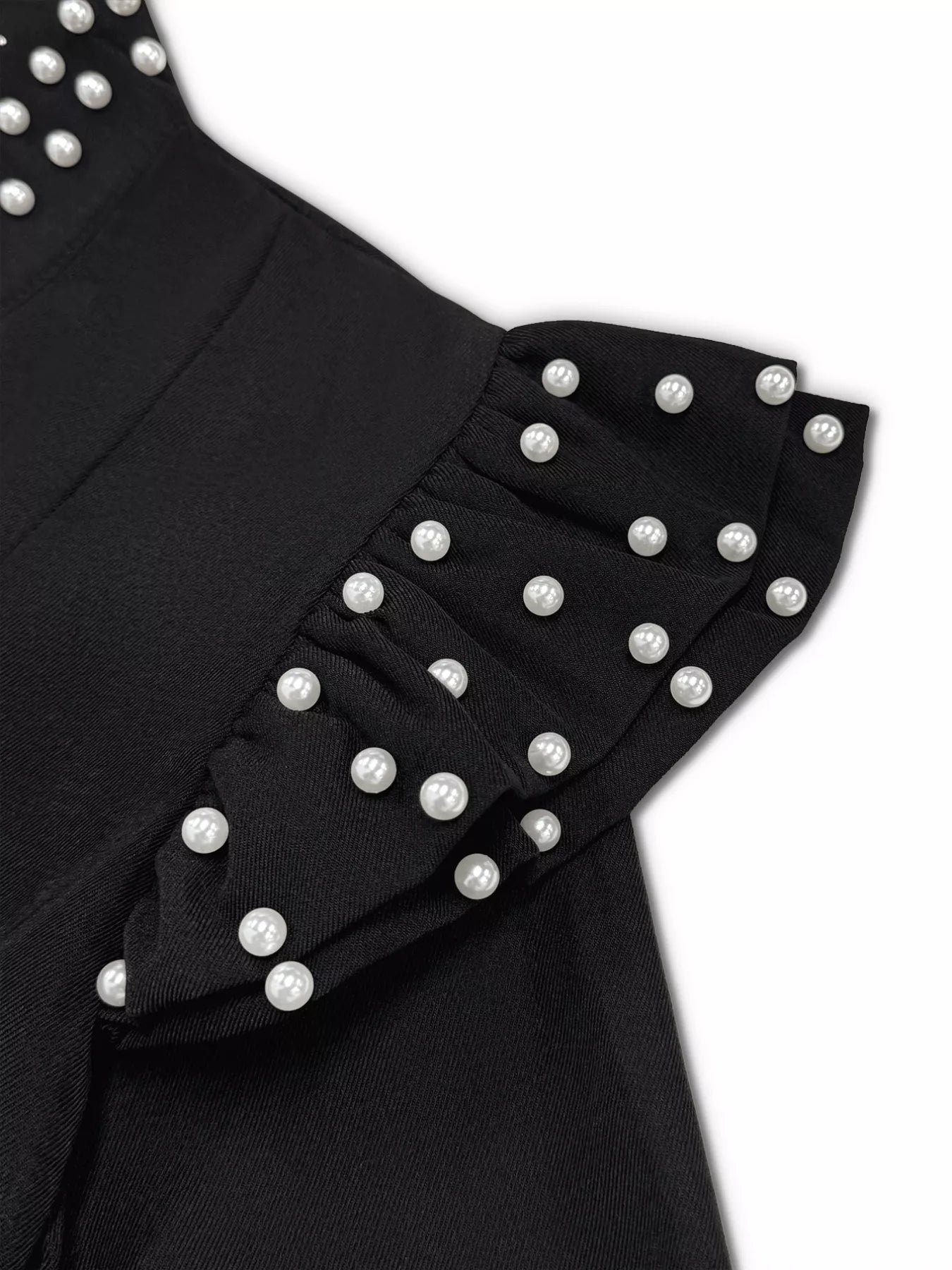 Trendsi Women's Pearl Embellished Shoulder Zip Up Jacket