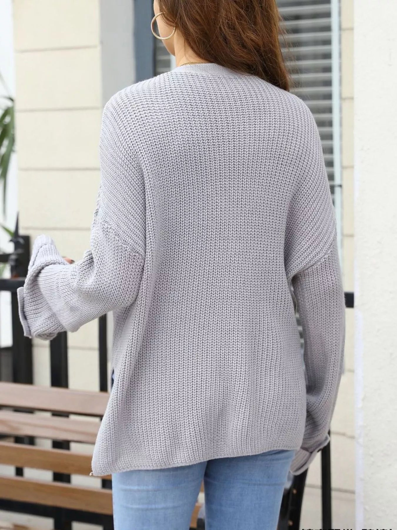 Sarah Express Women's Oversized Knit Button-Down Cardigan with Pockets