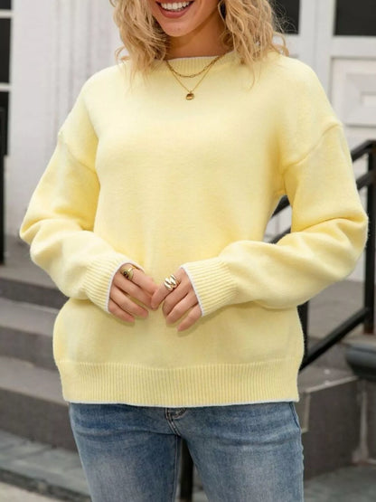 Sarah Express Women's Bow-Back Round Neck Sweater - Elegant Knit Pullover