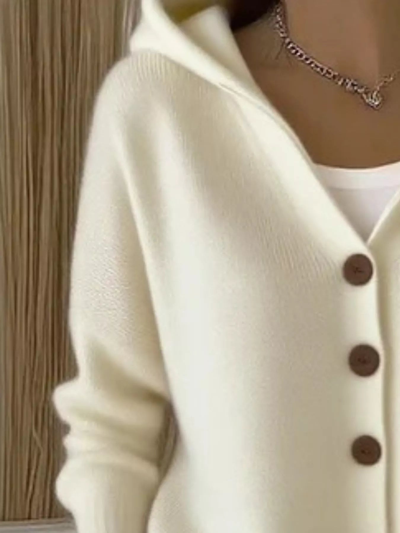 Sarah Express Women's Hooded Button-Down Knit Cardigan