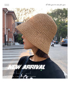Sarah Express Women's Straw Beach Hat Sun Protection Bucket Hat Breathable Dome Crown Summer Accessory