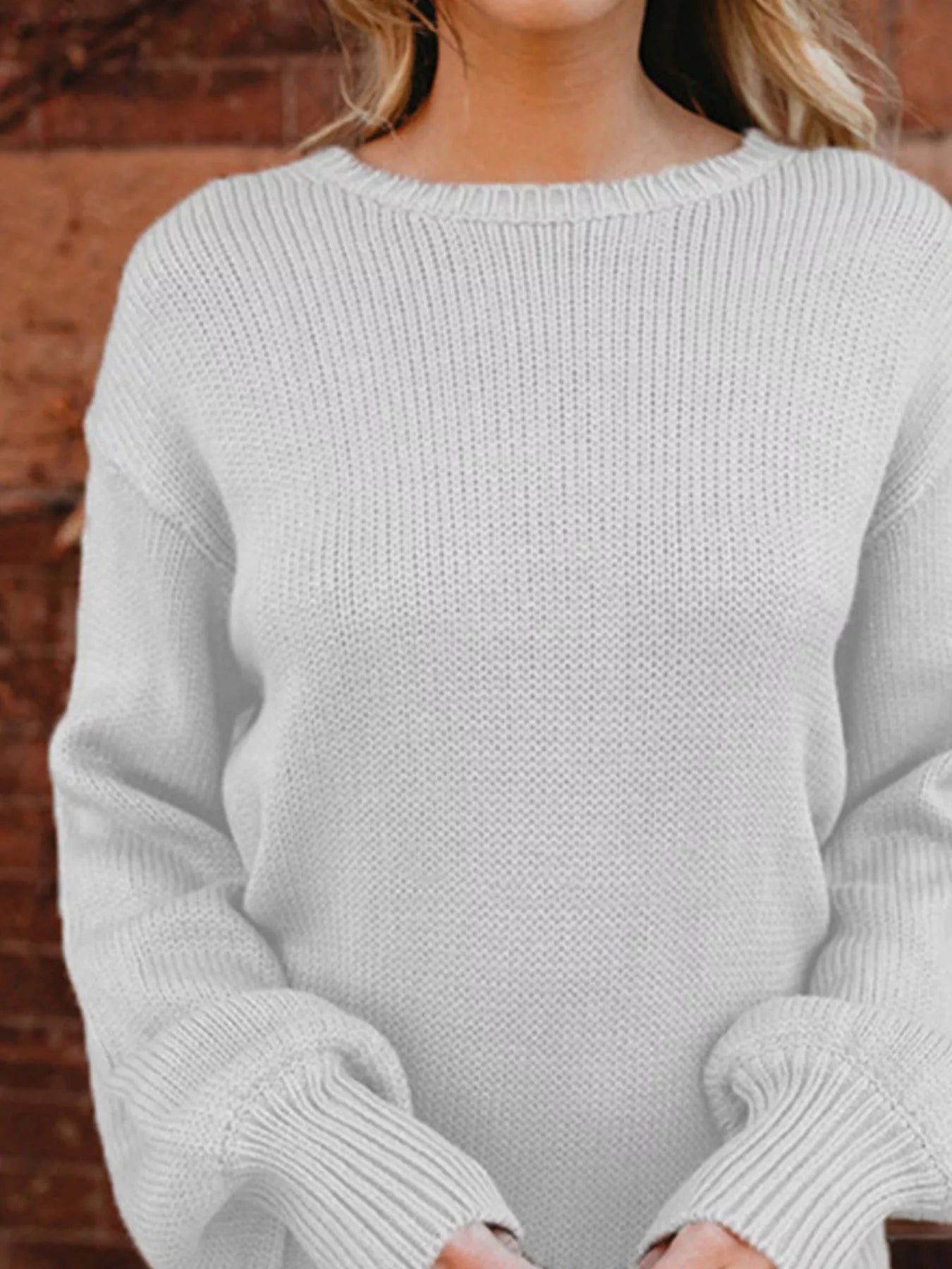 Sarah Express Women's Tied Back Long Sleeve Sweater - Ribbed Knit Pullover