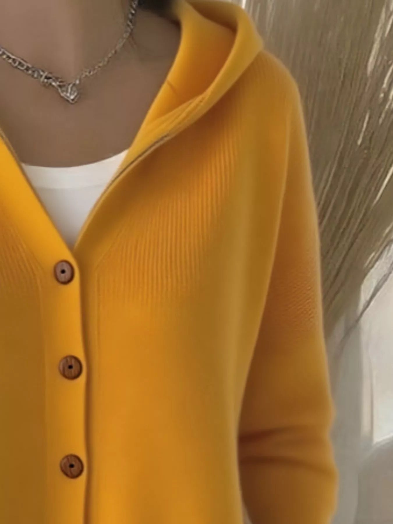 Sarah Express Women's Hooded Button-Down Knit Cardigan