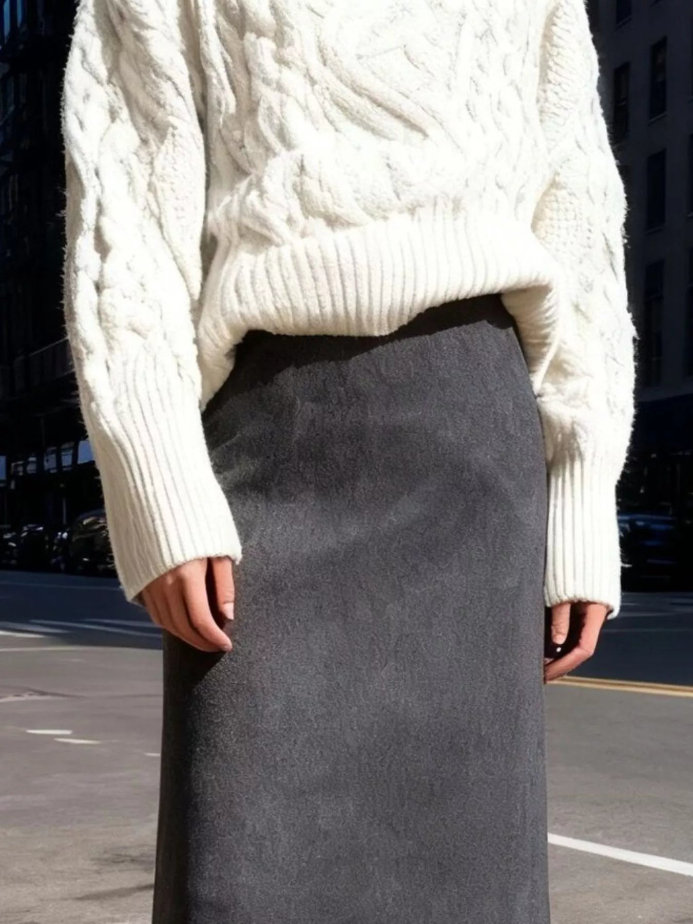 Sarah Express Women's Suede Fringe Midi Skirt