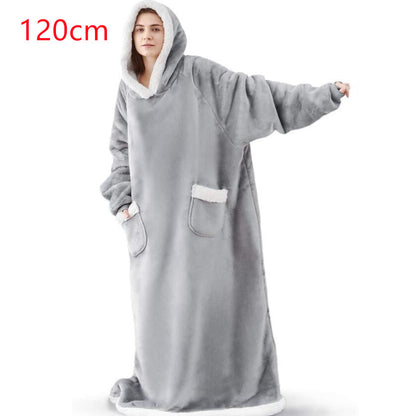 Sarah Express Oversized Wearable Blanket Hoodie with Pockets - Ultra Plush TV Blanket for Women & Men 120cm grey grey One Size