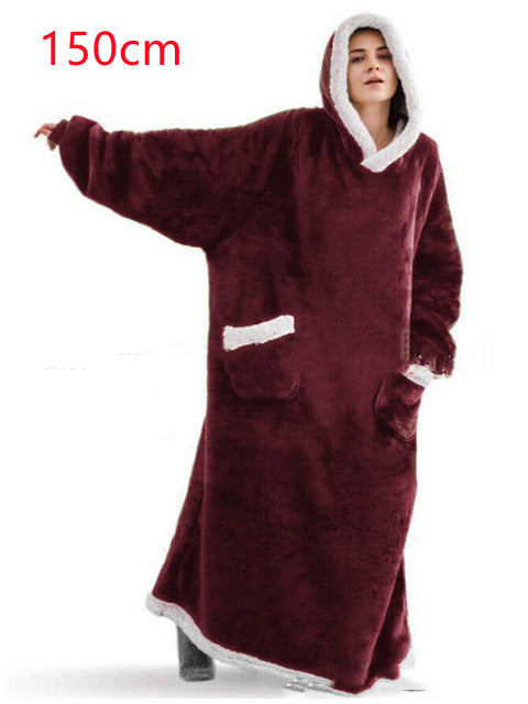 Sarah Express Oversized Wearable Blanket Hoodie with Pockets - Ultra Plush TV Blanket for Women & Men 150cm wine red One Size