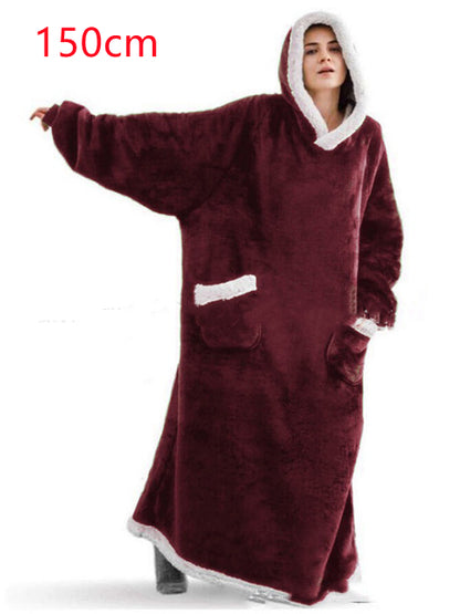 Sarah Express Oversized Wearable Blanket Hoodie with Pockets - Ultra Plush TV Blanket for Women & Men 150cm wine red One Size