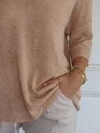 Sarah Express Women's Relaxed Fit Ribbed Hem Sweater Plus Size