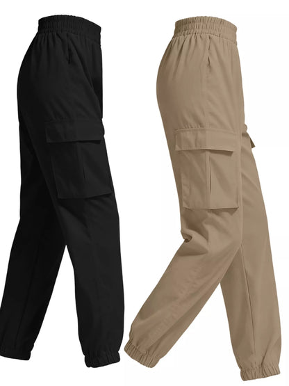 Sarah Express Women's 2 Piece Elastic Waist Cargo Pants Set