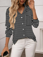 Sarah Express Women's Striped Button Up Long Sleeve Shirt