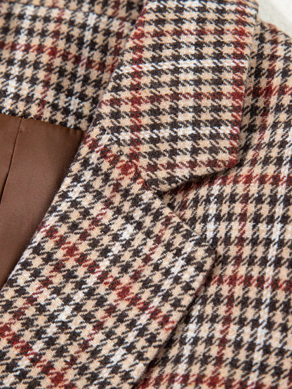 Sarah Express Women's Houndstooth Lapel Collar Blazer
