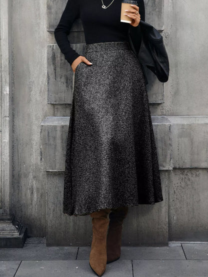 Sarah Express Women's A-Line Midi Skirt with Pockets