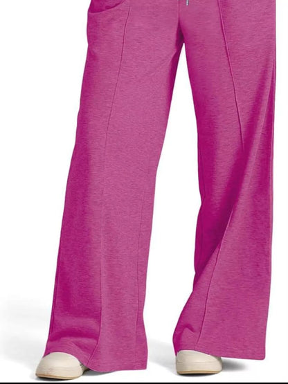 Sarah Express Women's Wide Leg Drawstring Pants - High Waist Palazzo Pants with Pockets