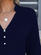 Sarah Express Women's Notched Flounce Sleeve Blouse - Plus Size Button Front Top