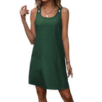 Sarah Express Women's Denim Style Sleeveless Casual Dress Polyester Mini Dress