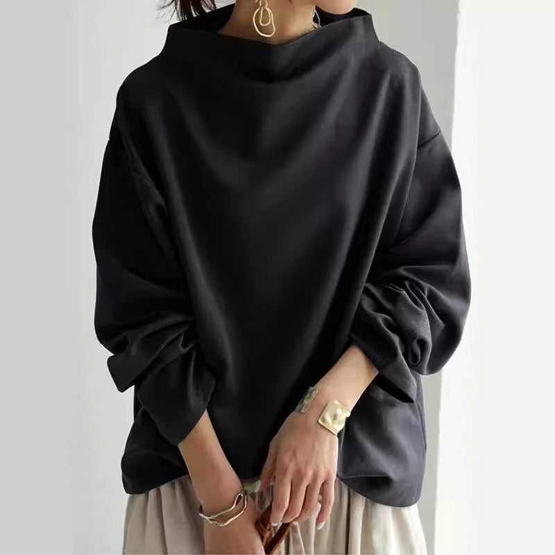 Sarah Express Women's Solid Color Loose Casual Top Long Sleeve