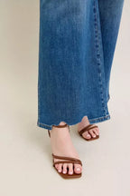 Sarah Express Women’s Plus Size High Rise Tummy Control Destroyed Wide Leg Jeans
