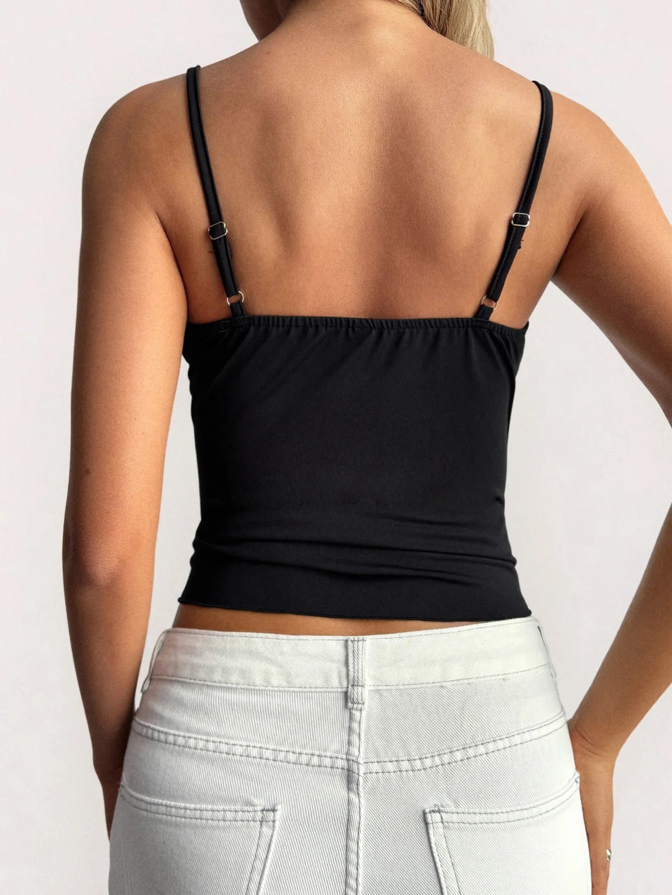 Sarah Express Women's Lace Trim V-Neck Cami Top