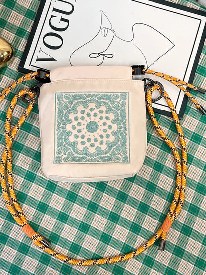 Sarah Express Women's Embroidered Crossbody Bag with Rope Strap Beige ONESIZE