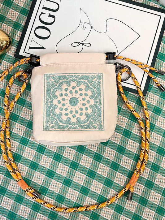 Sarah Express Women's Embroidered Crossbody Bag with Rope Strap Beige ONESIZE