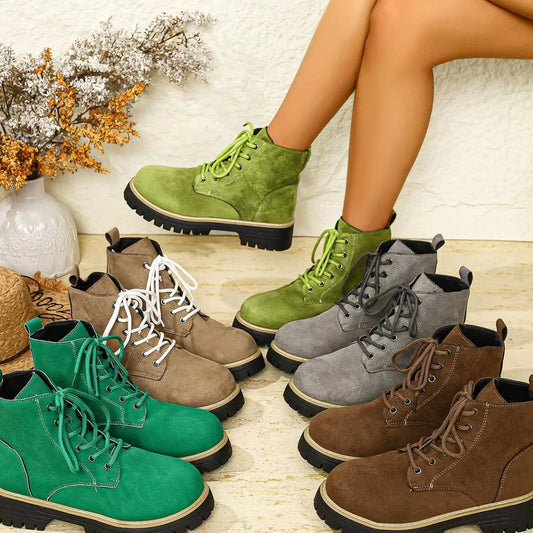 Sarah Express Women's Round Toe Lace Up Boots