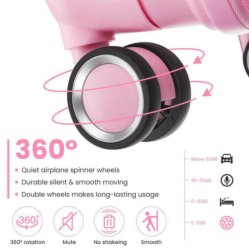 Sarah Express 4-Piece PU Leather Luggage Set for Women – Travel Bag Set in Pink, Apricot & Orange