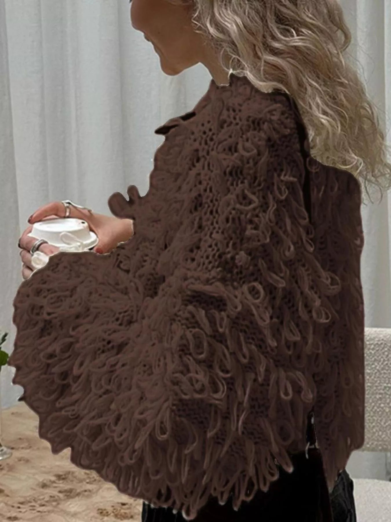 Sarah Express Women's Fringe Button Up Cardigan