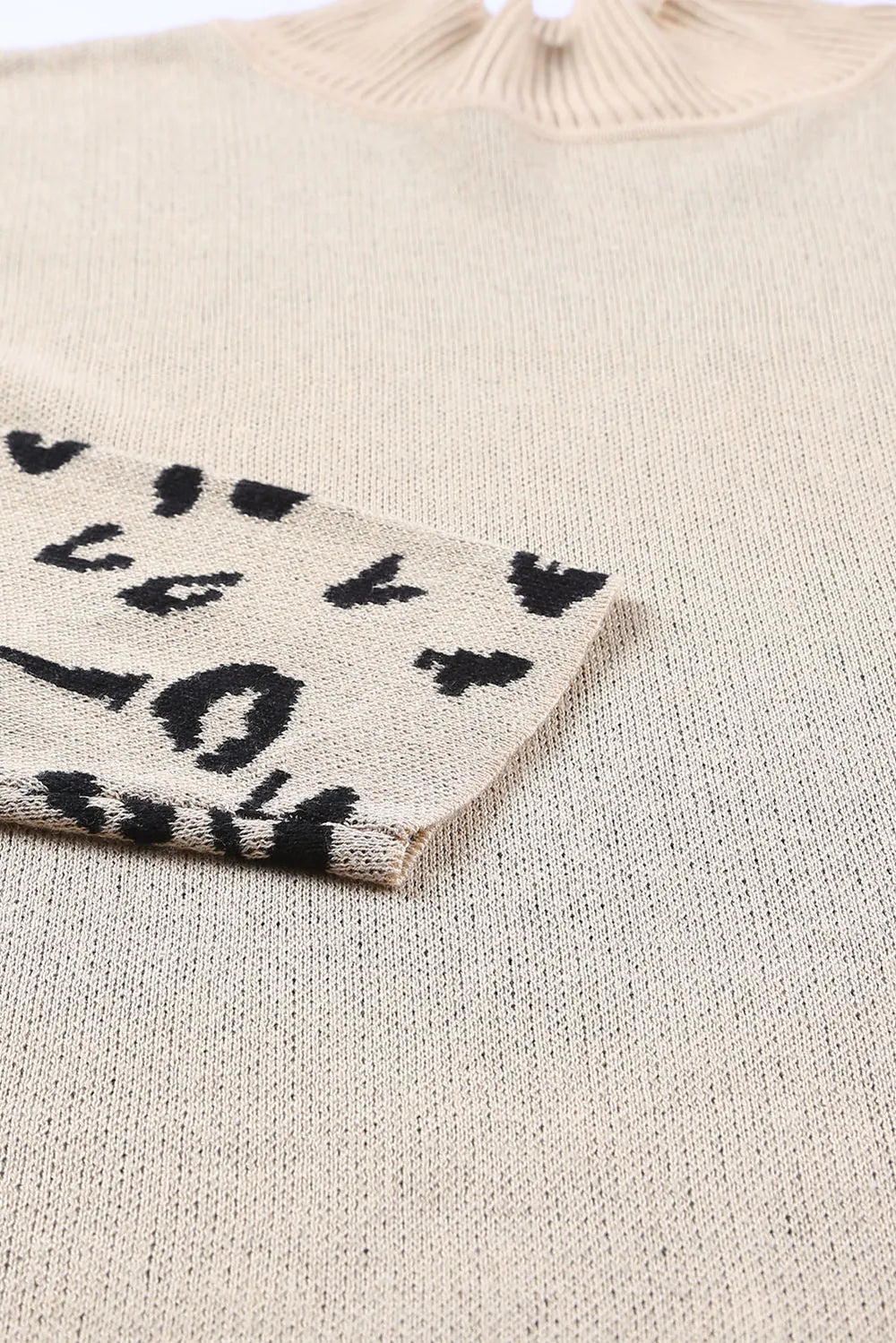 Sarah Express Women's Leopard Print Mock Neck Dropped Shoulder Sweater