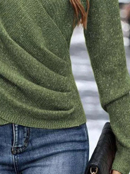 Sarah Express Women's Surplice Long Sleeve Knit Top