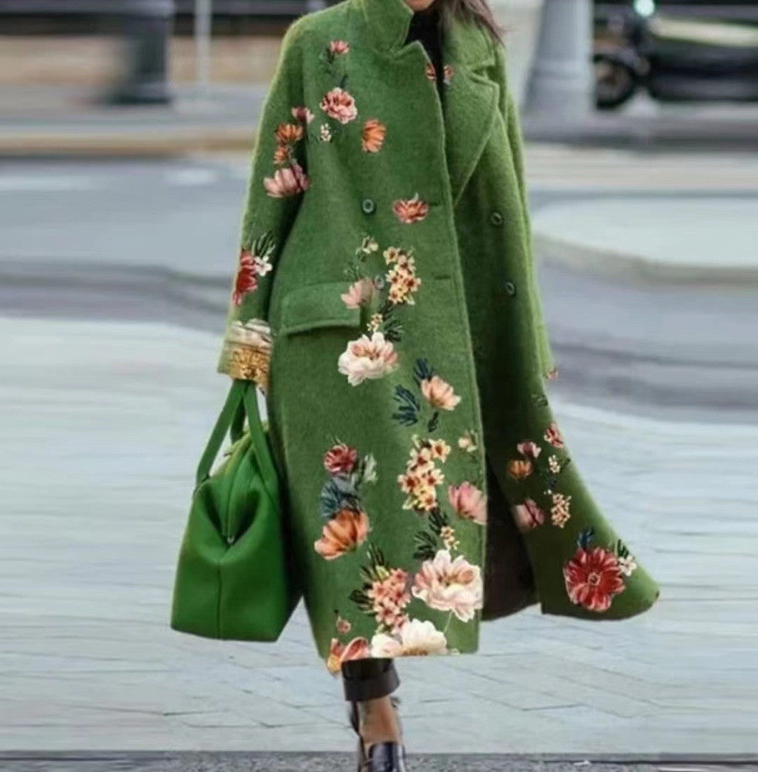 Sarah Express Women's Plaid Print Long Sleeve Coat Loose Fit Outerwear
