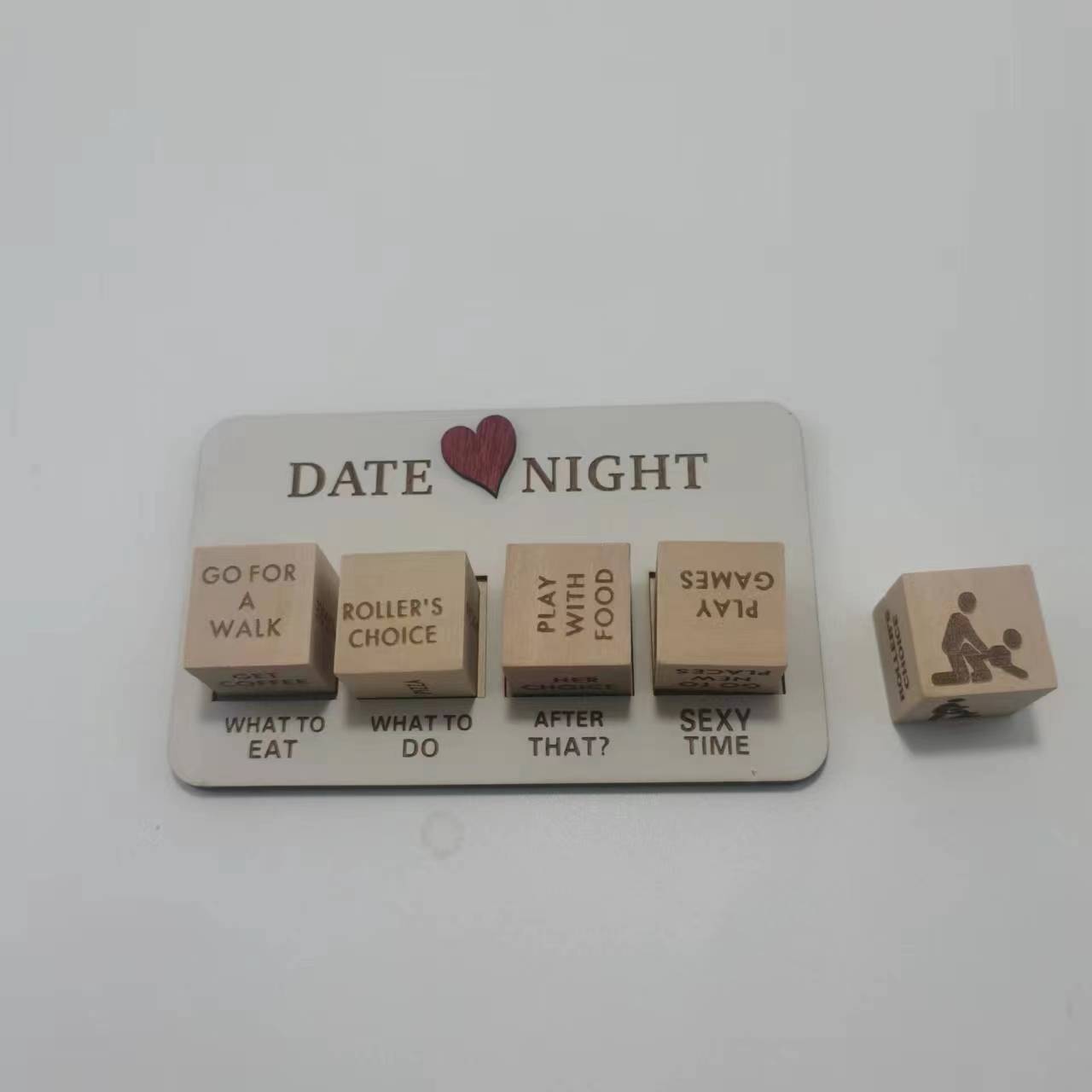 Sarah Express Wooden Date Night Dice Game for Couples - Romantic Date Night Ideas Gift Set Date Night Dice With 5 Dice