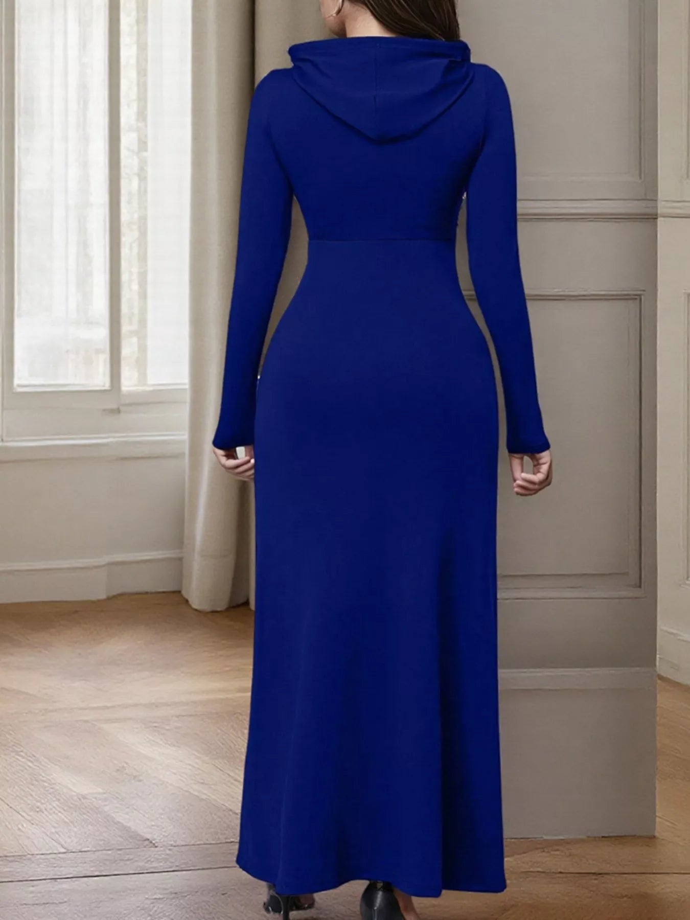 Sarah Express Women's Drawstring Long Sleeve Hooded Maxi Dress