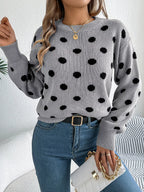 Sarah Express Women's Polka Dot Round Neck Sweater