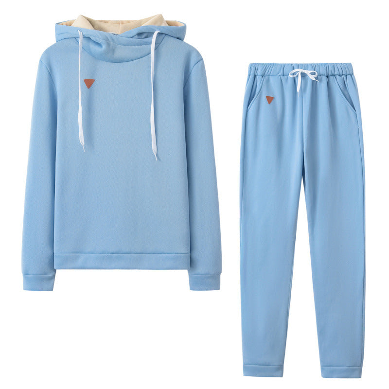 Women's Fleece Hooded Sports Suit Two-Piece Set