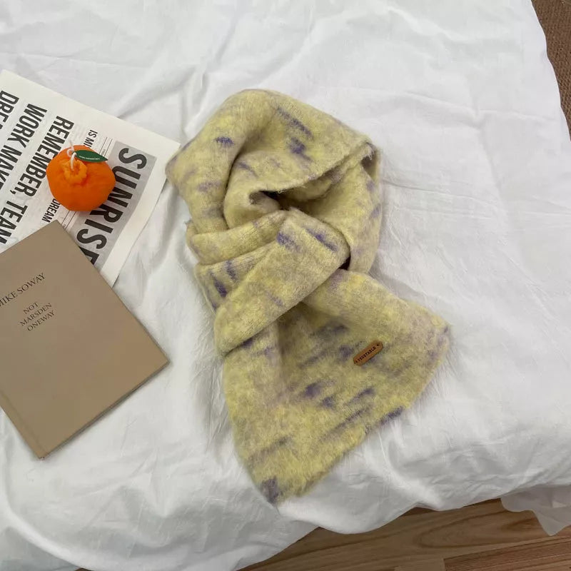 Sarah Express Women's Soft Fuzzy Contrast Scarf Yellow One Size