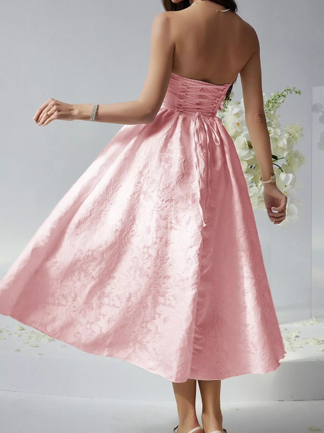 Sarah Express Women's Lace Up Tube Midi Dress