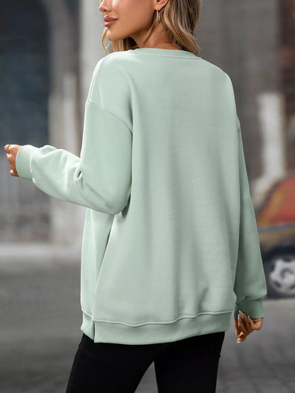Sarah Express Women's Casual Solid Color Long Sleeve Sweatshirt