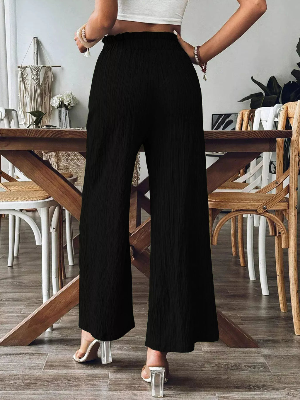 Sarah Express Women's High-Waisted Wide Leg Pants