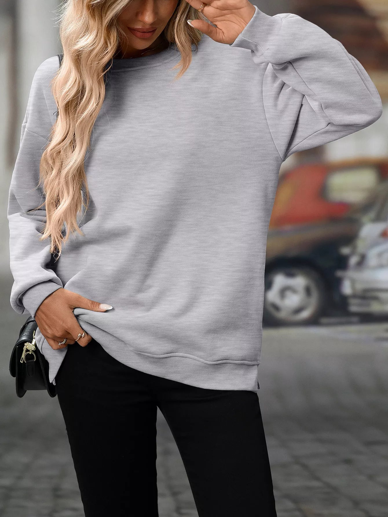 Sarah Express Women's Casual Solid Color Long Sleeve Sweatshirt